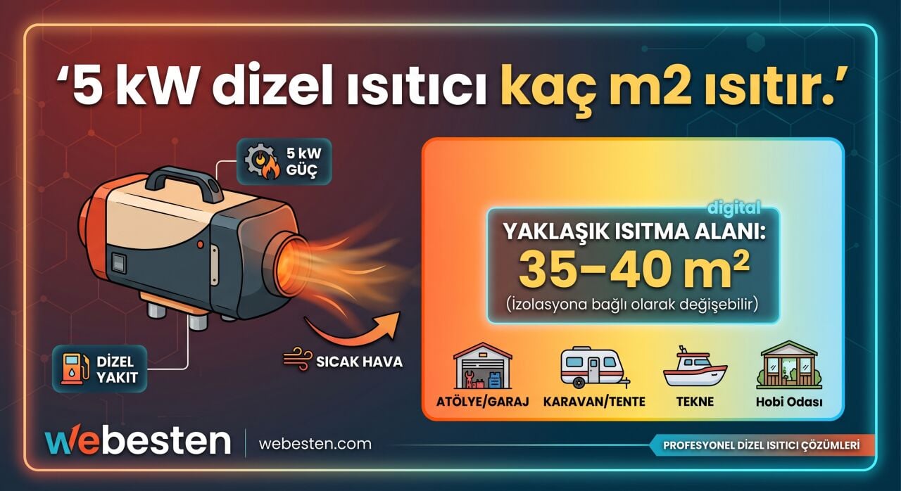 5 kW Dizel Isıtıcı Kaç m² Isıtır? Kapasite Seçim Rehberi