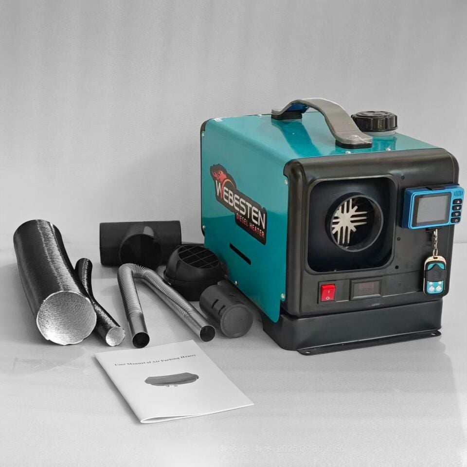 WEBESTEN Akü Entegreli Çanta Tipi Dizel Isıtıcı + Webasto Koruma Kılıfı + Yükseltme Sehpası Seti + Çakmaklık Şarj Aleti