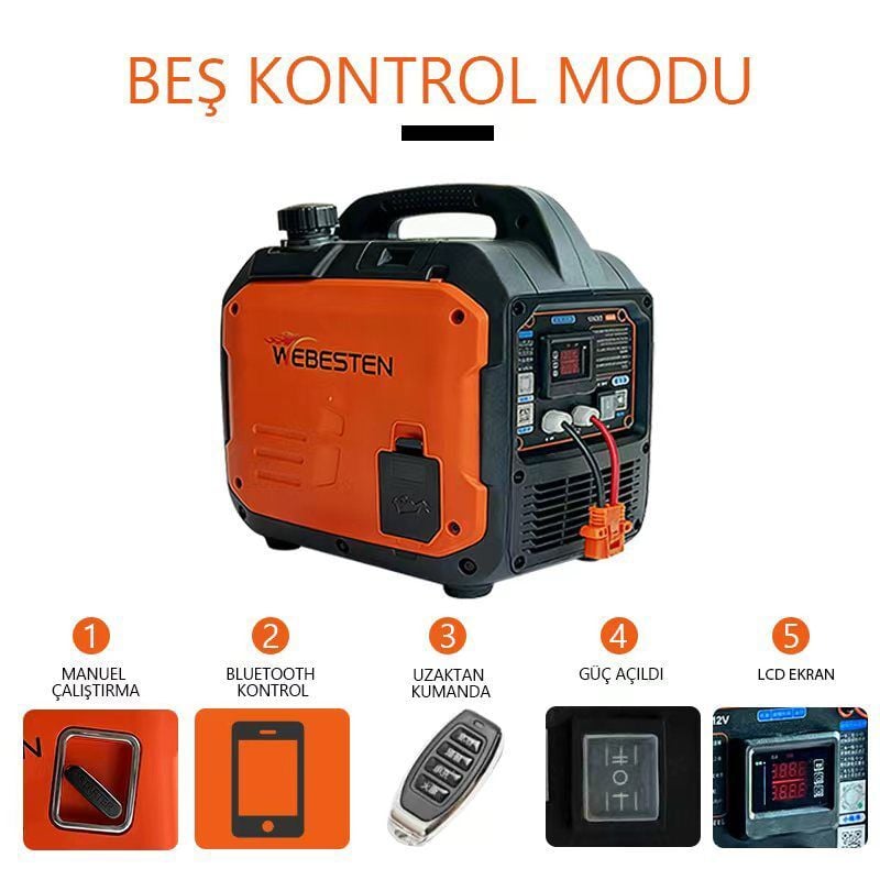 WEBESTEN 24V DC PORTATİF JENERATÖR 1800W (24V AKÜ DOLDURUR)